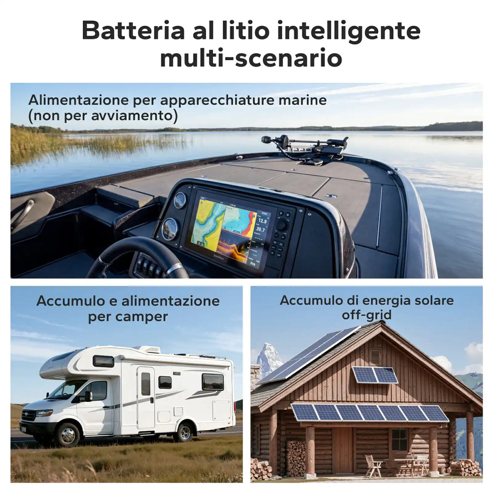 Batteria al litio 12V 320Ah per camper, nautica e accumulo solare off-grid.