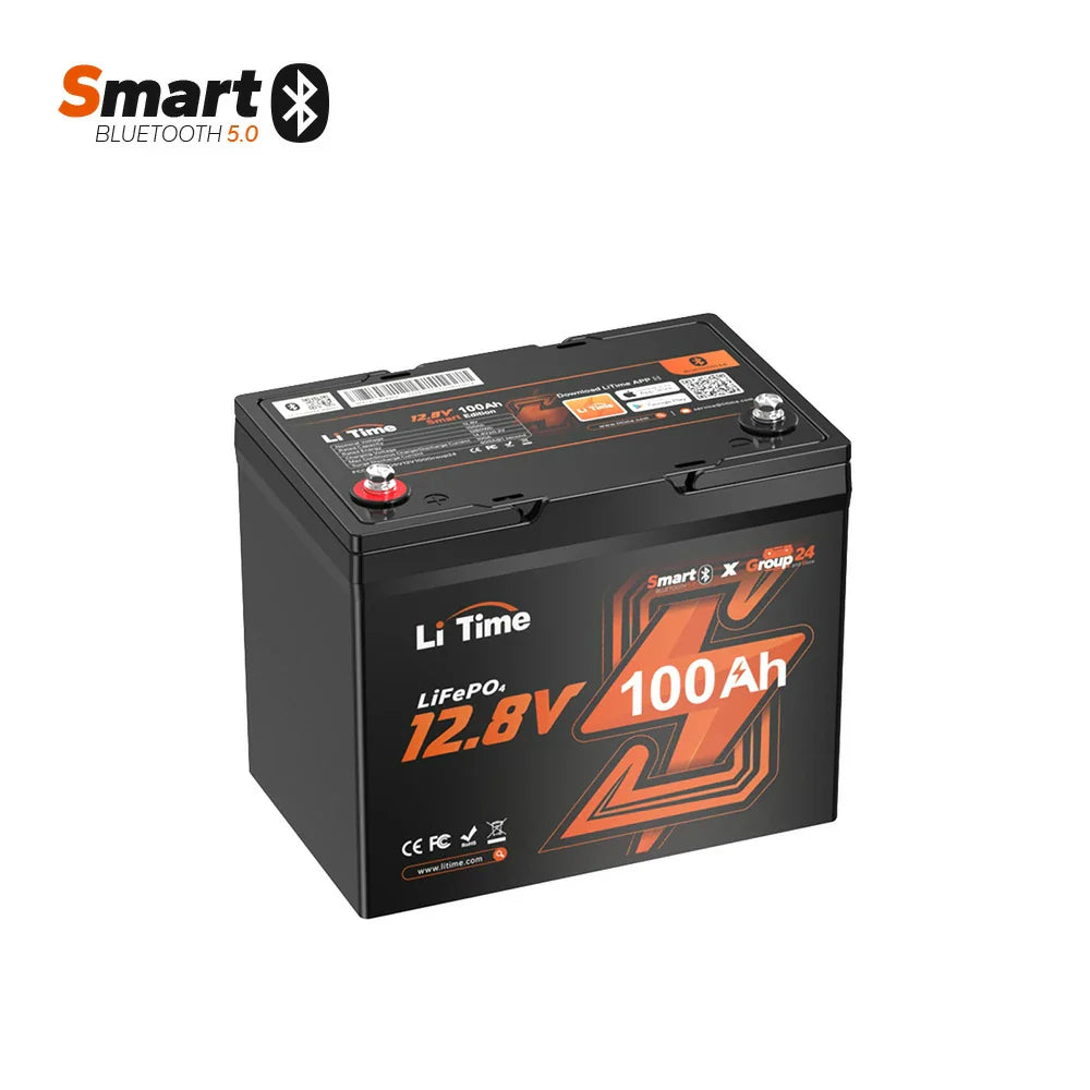 LiTime12V 100Ah Group 24 Batteria al litio a ciclo profondo Bluetooth LiFePO4