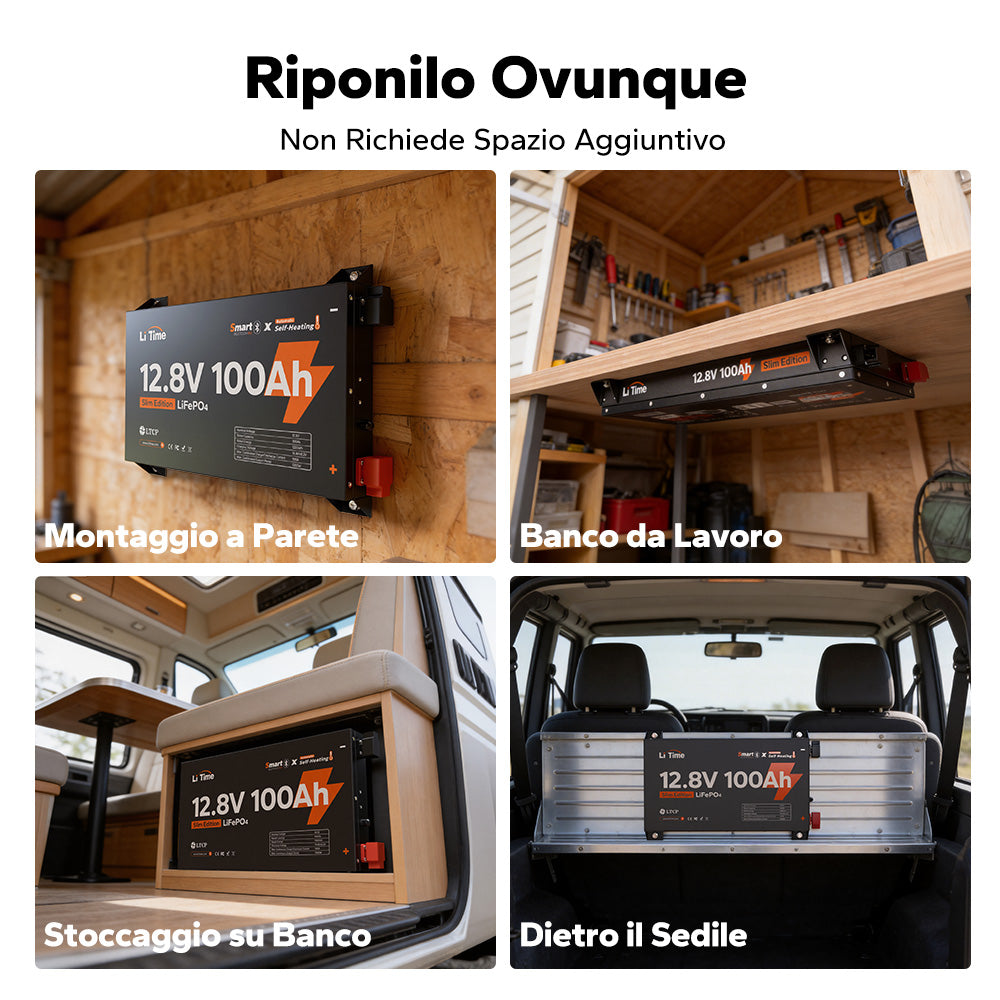 【NOVITÀ!】LiTime 12V 100Ah LiFePO4 Ultra Slim con Bluetooth e autoriscaldamento – per camper, pickup e van camperizzati