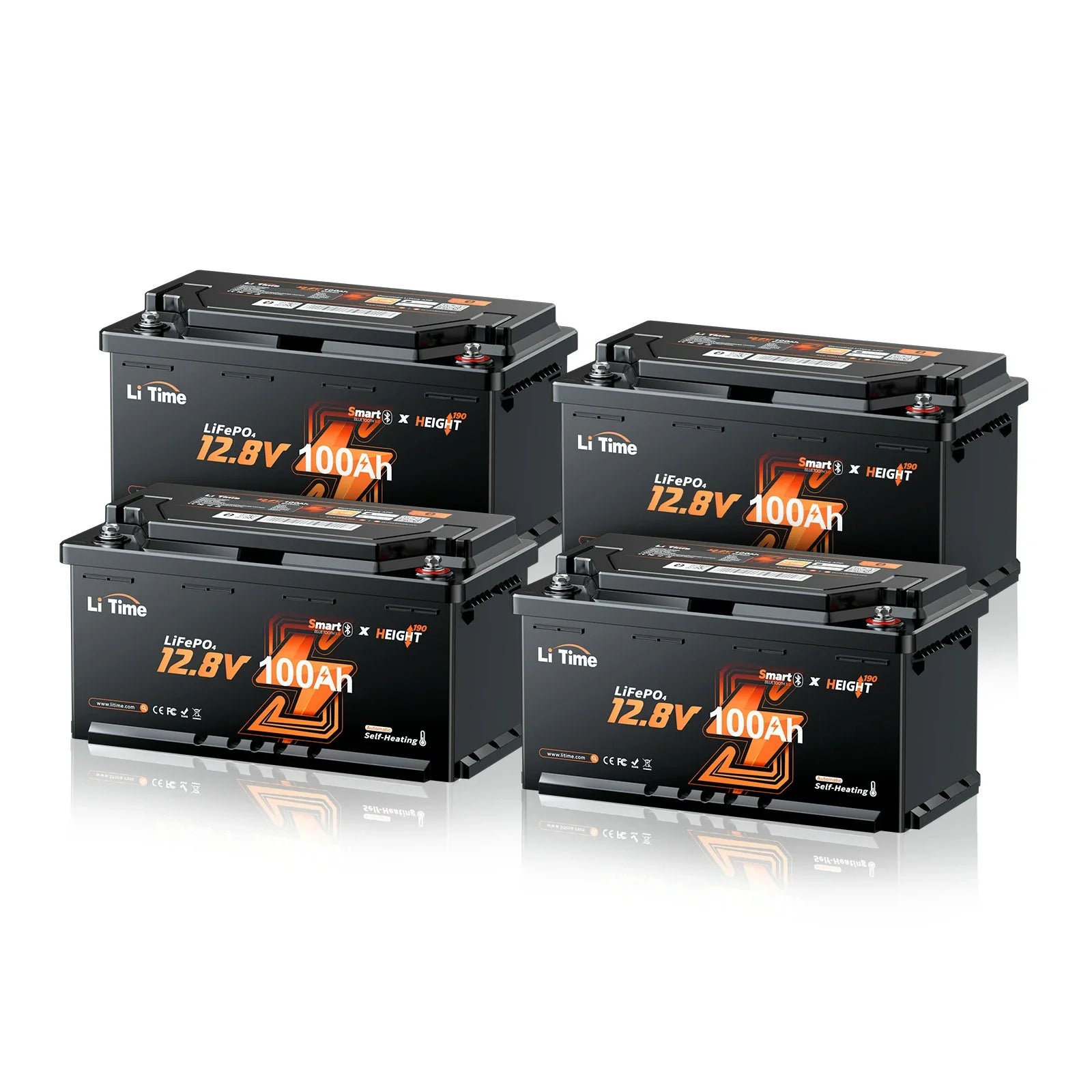 Batteria LiFePO4 12V 100Ah H190 – 200A Corrente Continua per Mover Camper con Bluetooth, Riscaldamento e Formato DIN H8 da Sottosedile
