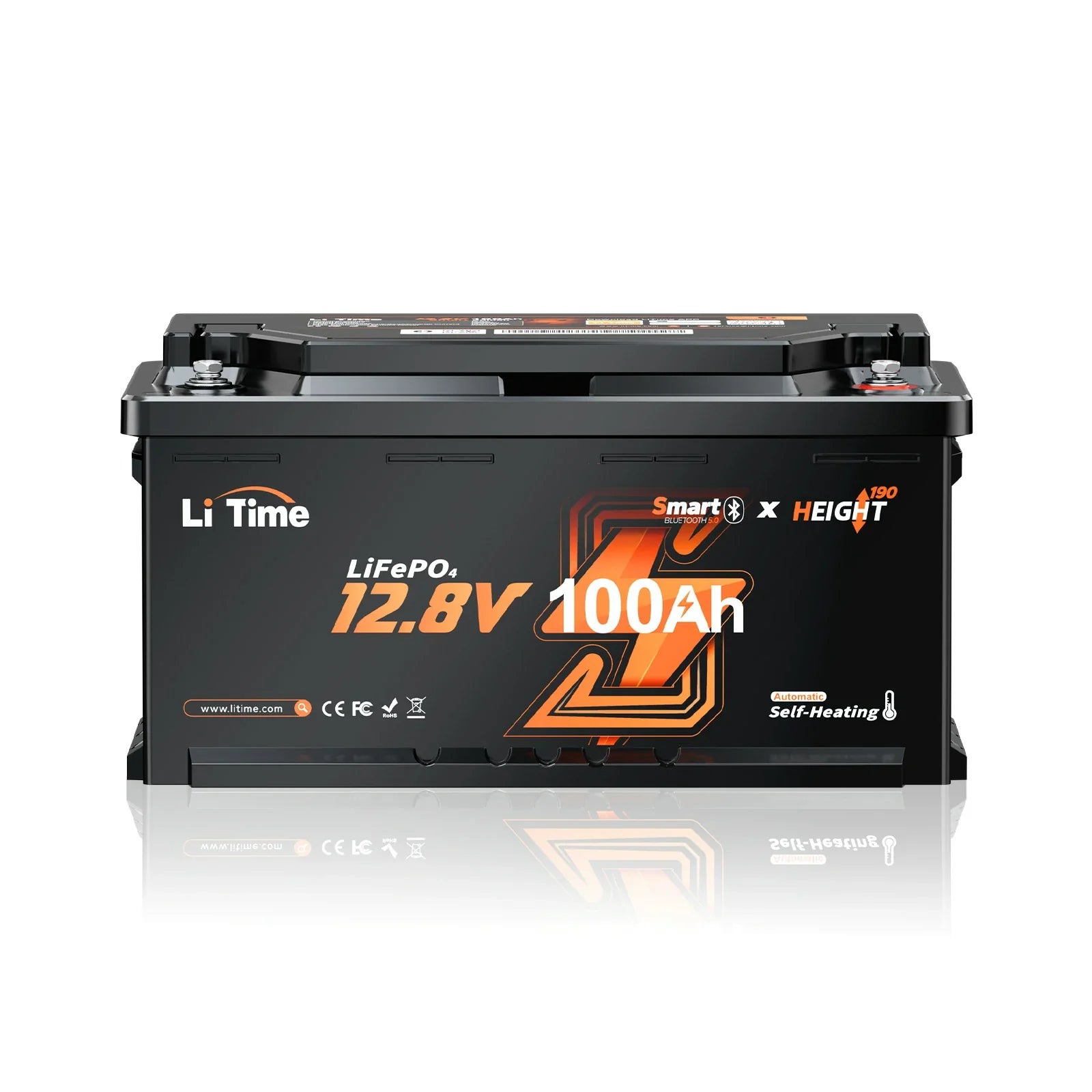 Batteria LiFePO4 12V 100Ah H190 – 200A Corrente Continua per Mover Camper con Bluetooth, Riscaldamento e Formato DIN H8 da Sottosedile