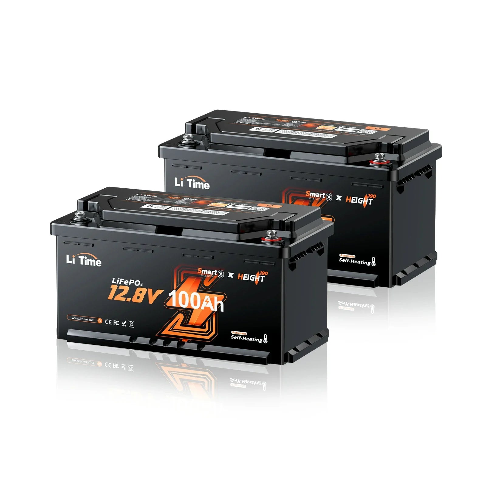 Batteria LiFePO4 12V 100Ah H190 – 200A Corrente Continua per Mover Camper con Bluetooth, Riscaldamento e Formato DIN H8 da Sottosedile