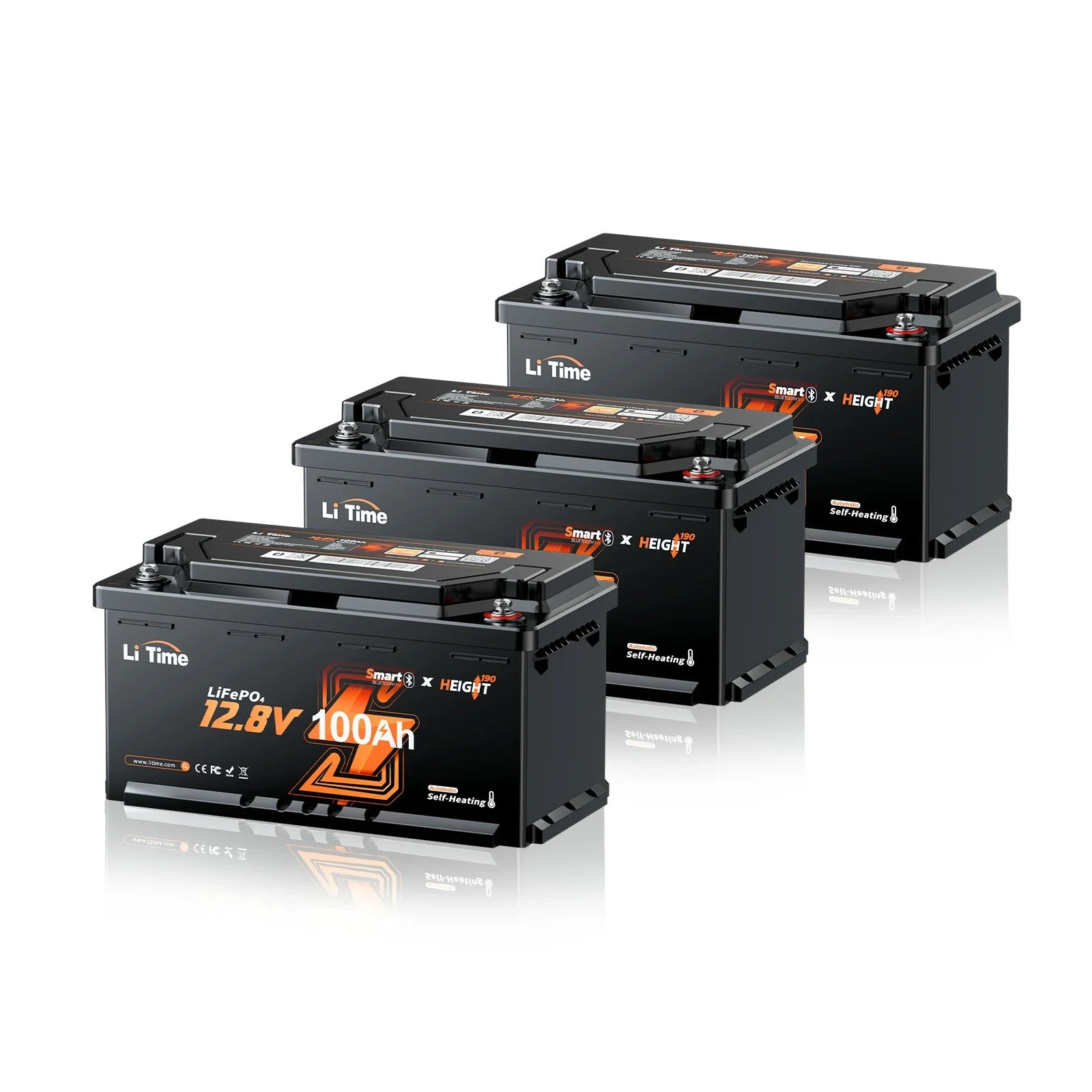 Batteria LiFePO4 12V 100Ah H190 – 200A Corrente Continua per Mover Camper con Bluetooth, Riscaldamento e Formato DIN H8 da Sottosedile