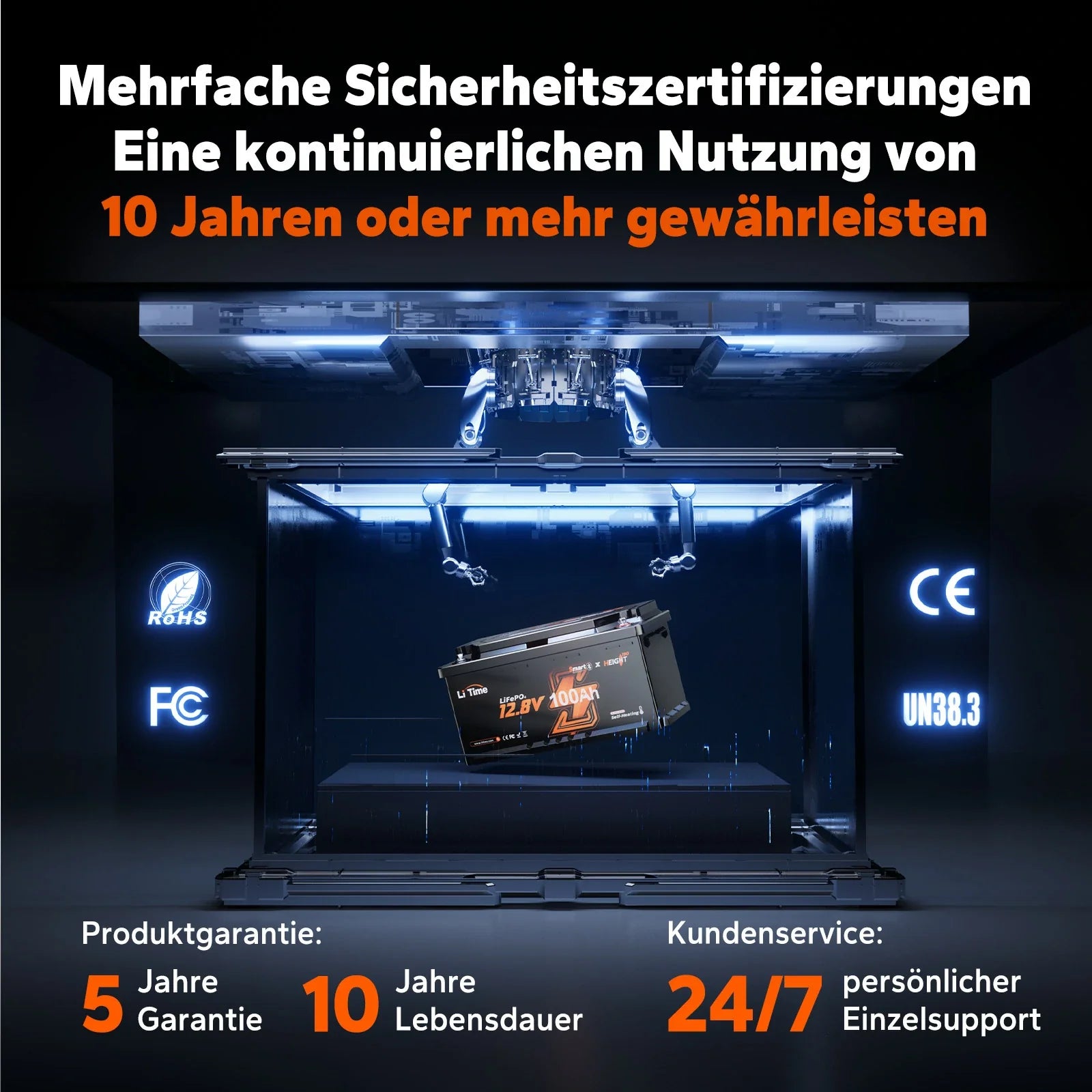 Batteria LiFePO4 12V 100Ah H190 – 200A Corrente Continua per Mover Camper con Bluetooth, Riscaldamento e Formato DIN H8 da Sottosedile