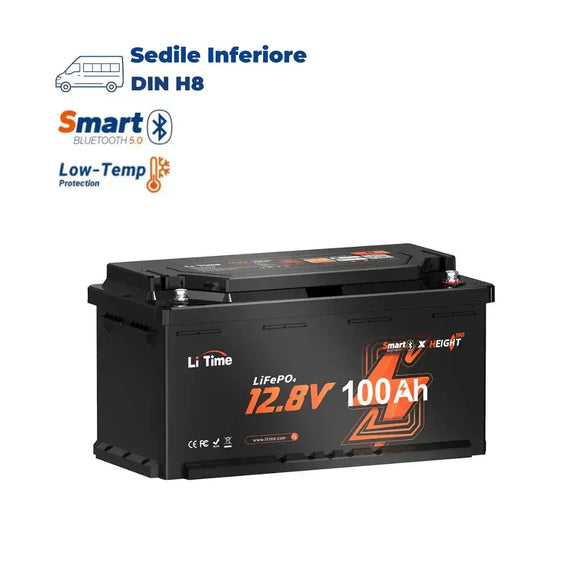 LiTime 12V 100Ah H190 Batterie Batteria perfetta sotto il sedile del camper, risparmia spazio