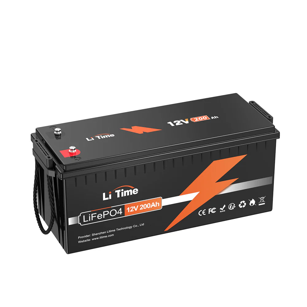 Batteria LiTime 12V 200Ah nera con design compatto