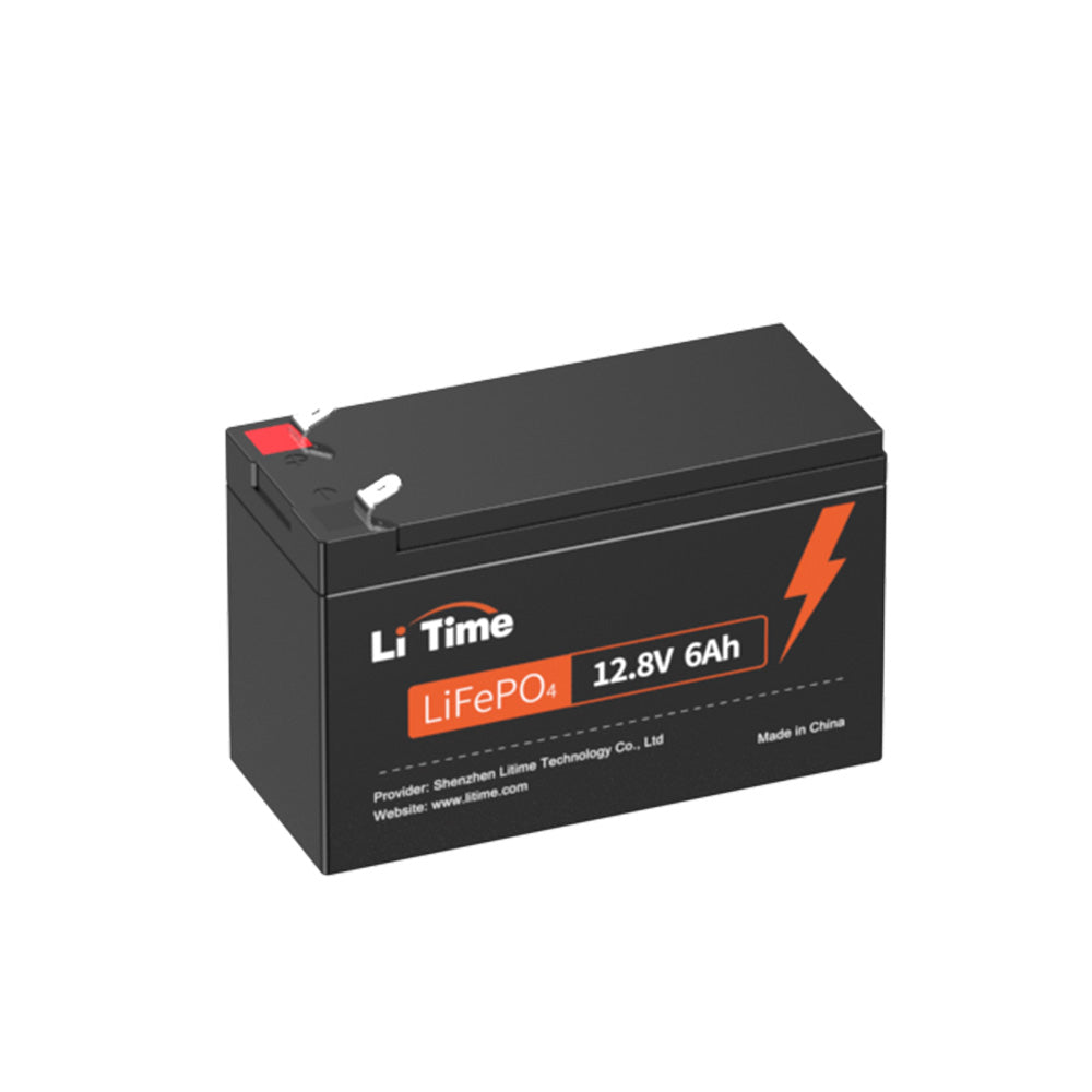 LiTime 12V 6Ah Batería LiFePO4 con BMS de 6A, 76,8W, Más de 4000 Ciclos Profundos