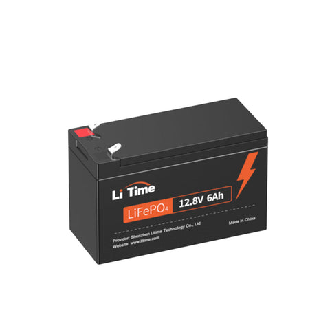 LiTime 12V 6Ah Batería LiFePO4 con BMS de 6A, 76,8W, Más de 4000 Ciclos Profundos