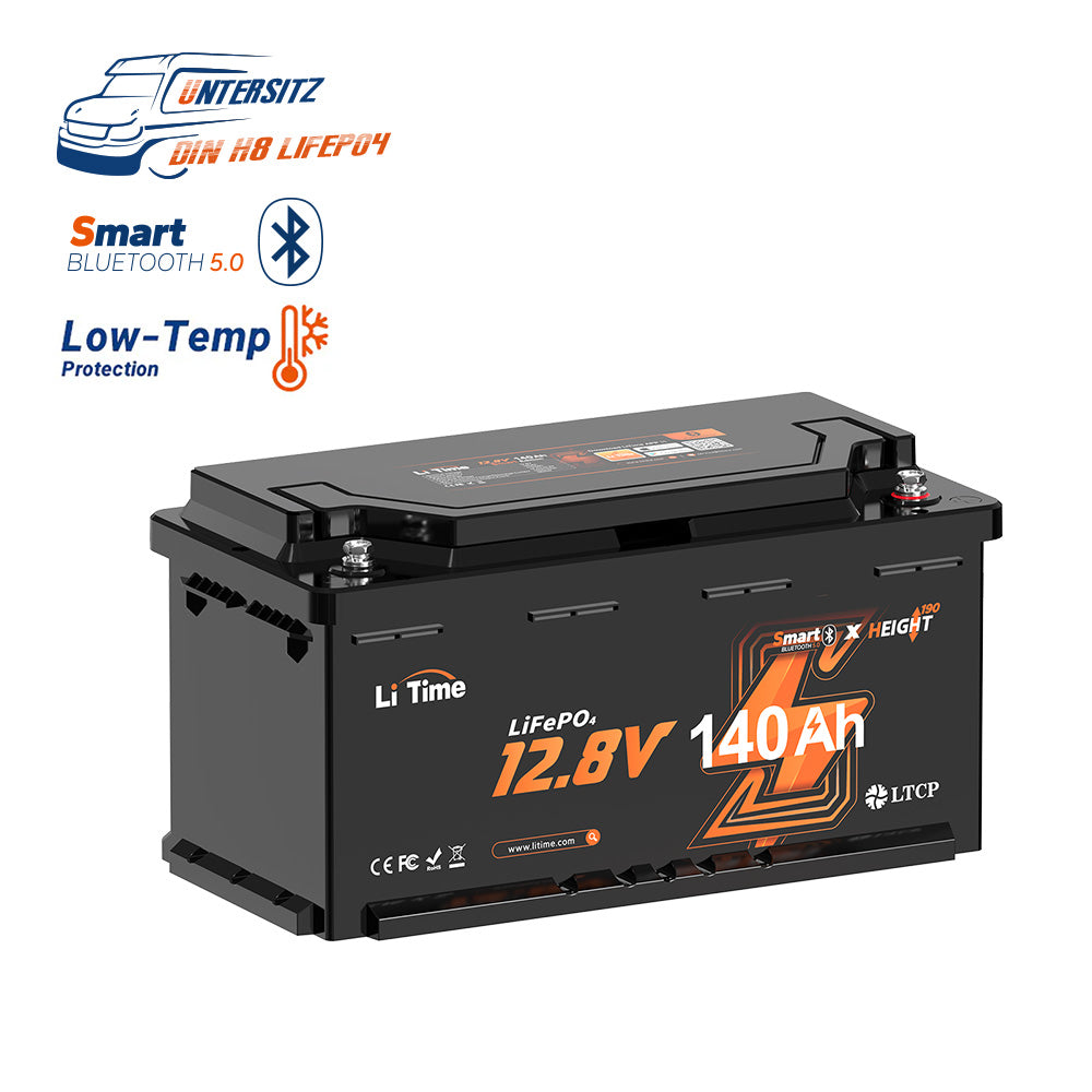 ⚡Max Sconto Nuovi Prodotti⚡12V 140Ah H190 Batteria al litio a ciclo profondo con Bluetooth - Sotto il sedile del camper, DIN H8