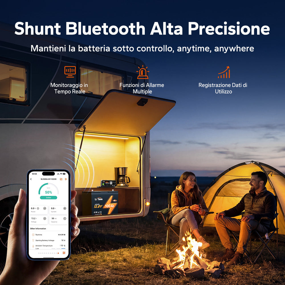 LiTime 500A Smart Battery Shunt con Bluetooth