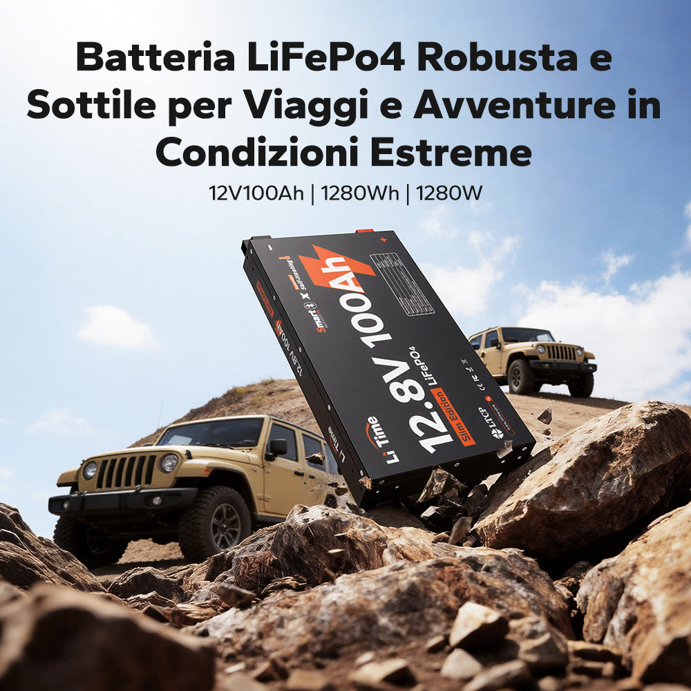 【NOVITÀ!】LiTime 12V 100Ah LiFePO4 Ultra Slim con Bluetooth e autoriscaldamento – per camper, pickup e van camperizzati