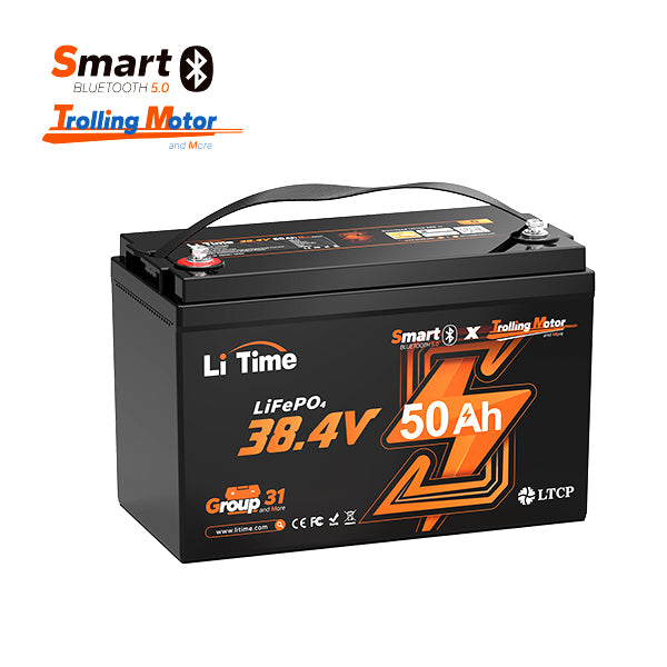 LiTime 36V 50Ah Bluetooth Batterie al litio Gruppo 31 Barca Motore Elettrico