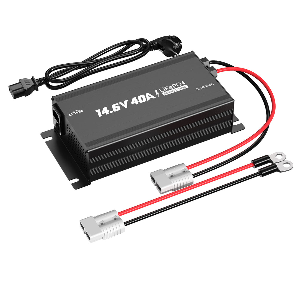 LiTime Caricabatterie Litio 12V 40A per Batterie LiFePO4