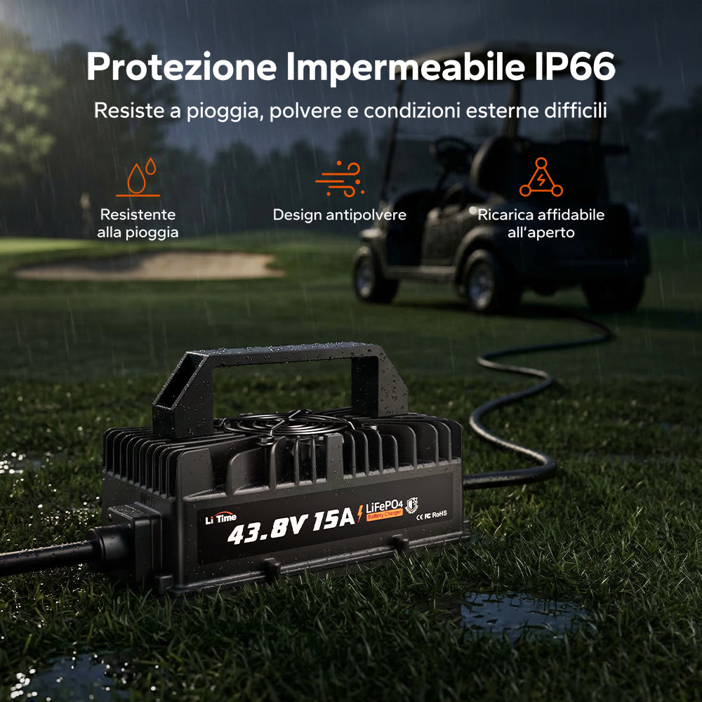 LiTime Caricabatterie 36V 15A per Batterie LiFePO₄ | Impermeabile IP66 per Uso Outdoor