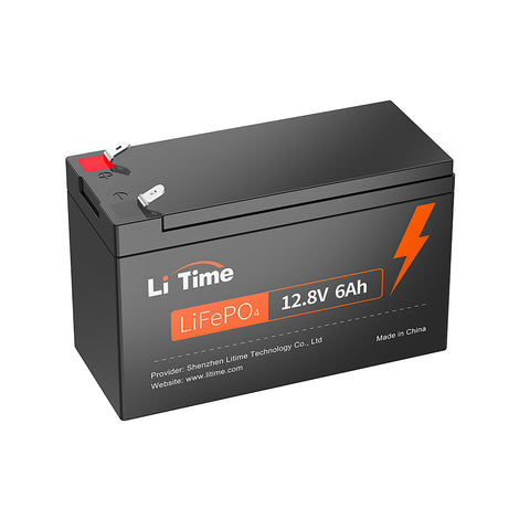 LiTime 12V 6Ah Batterie LiFePO4 con BMS da 6A, 76,8W, 4000+ Cicli Profondi