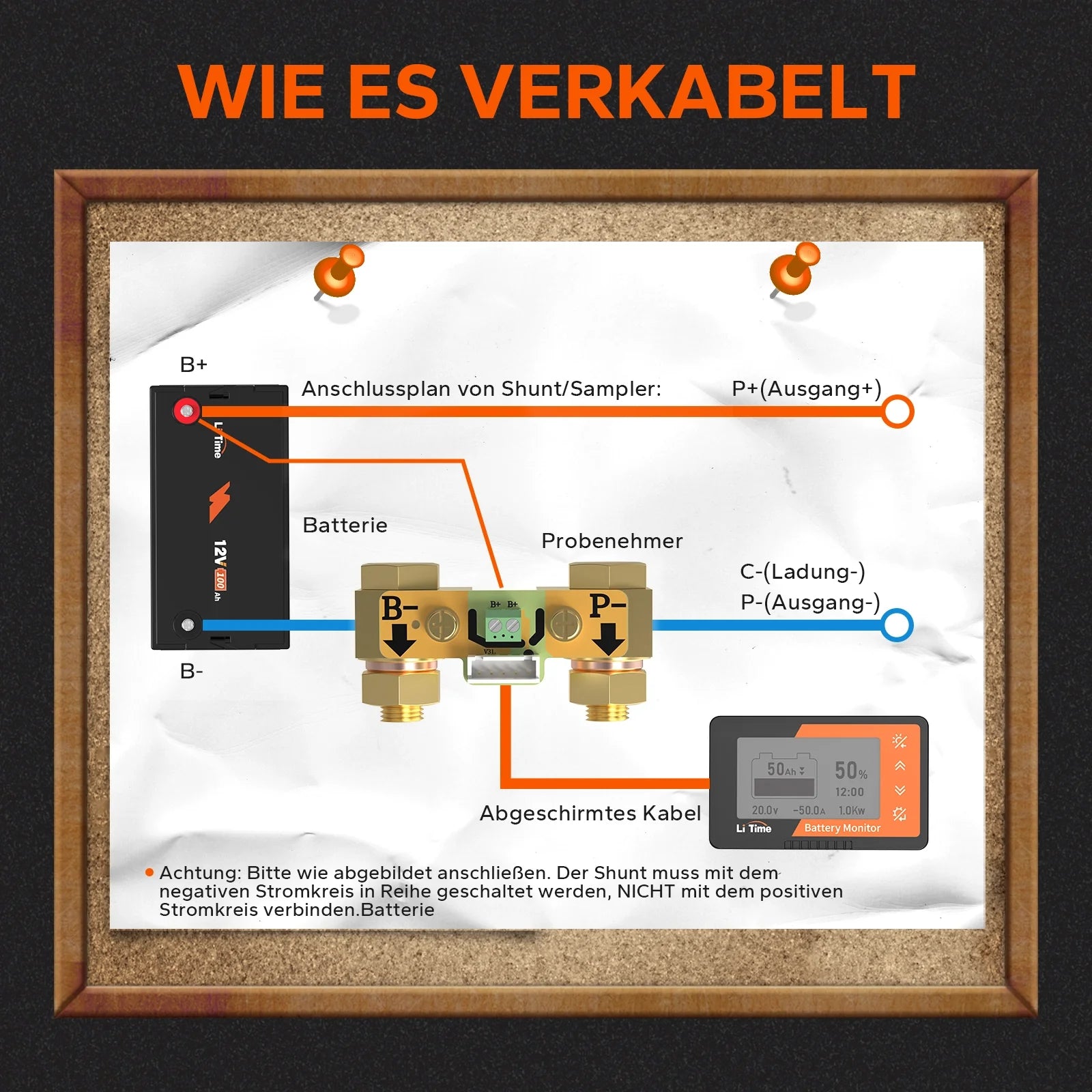 LiTime 500A Monitor batteria con display LCD e shunt