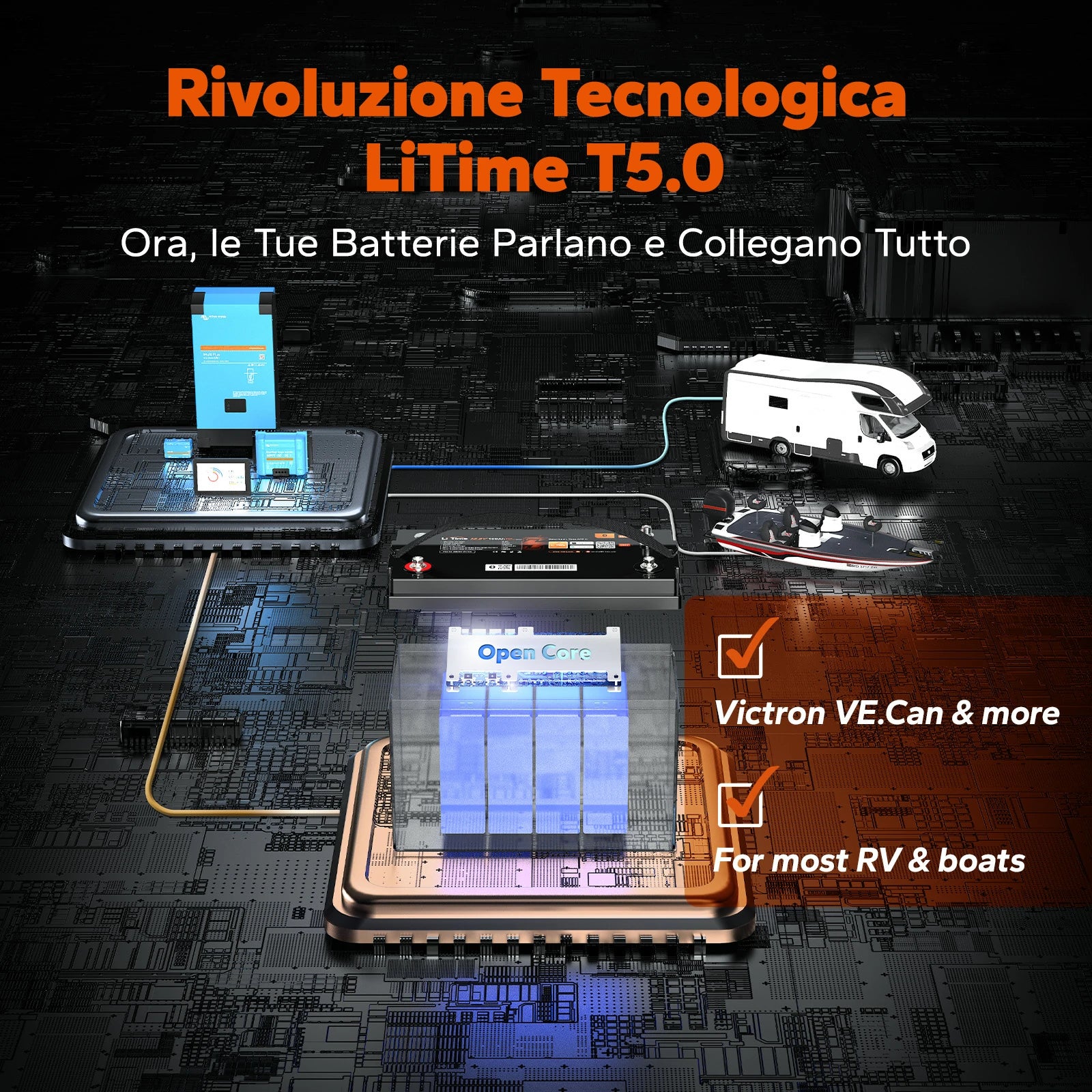 ⚡Prezzo Super Anticipato⚡LiTime Batteria Smart ComFlex 12V 100Ah con Bluetooth e Comunicazione Victron