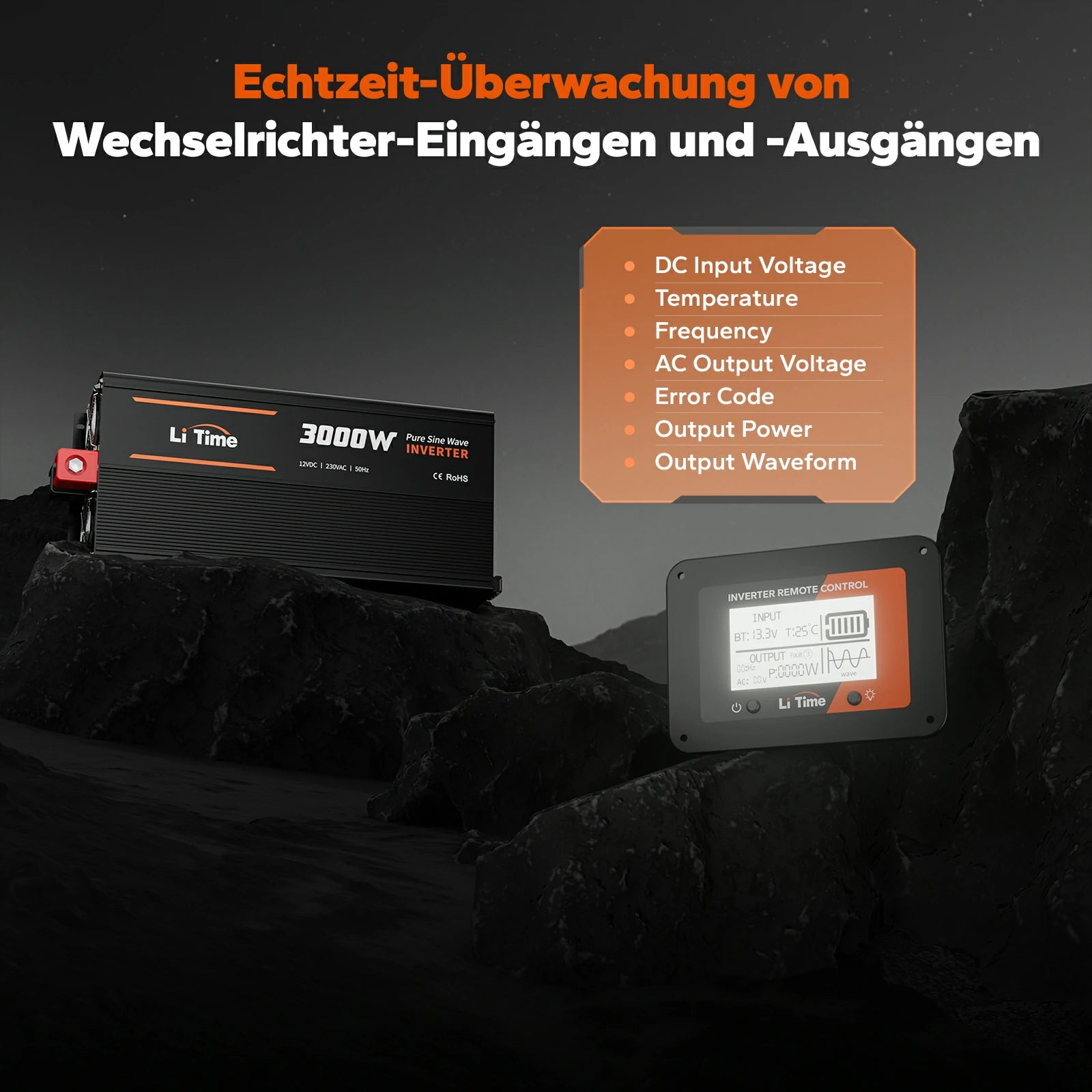 LiTime Inverter 3000W Onda Sinusoidale Pura 12V a 230V CA