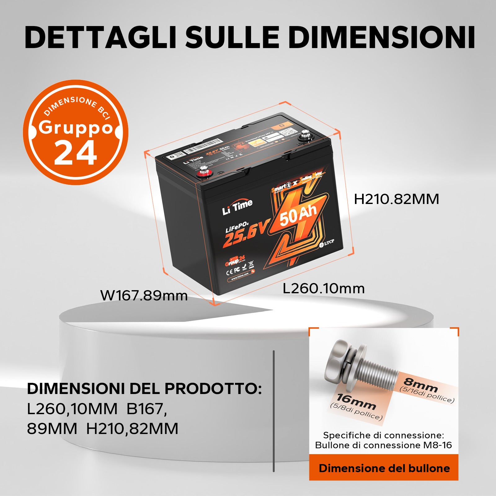 Dimensioni della batteria