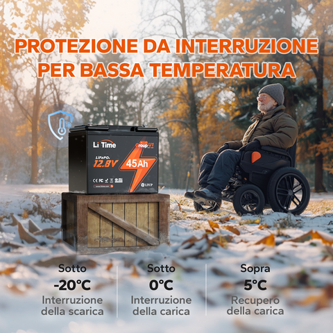 LiTime 12V 45Ah Group U1 Deep Cycle Lithium-Batterie Sedia a Rotelle e Scooter per Mobilità