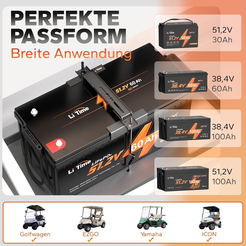 Caricabatterie 36 volt per batterie LiTime 38,4V/51,2V: adatto a golf cart EZGO, Yamaha, ICON e altri