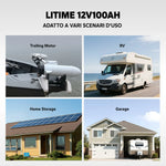 LiTime Batteria Marina Smart LiFePO4 12V 100Ah per Motore Elettrico Fuoribordo/Trolling