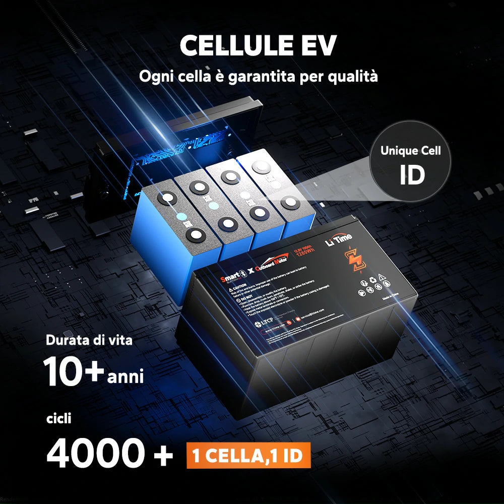LiTime 12V 100Ah LiFePO4 Smart Batteria Nautica per Motore Elettrico Fuoribordo per Pesca a Traina