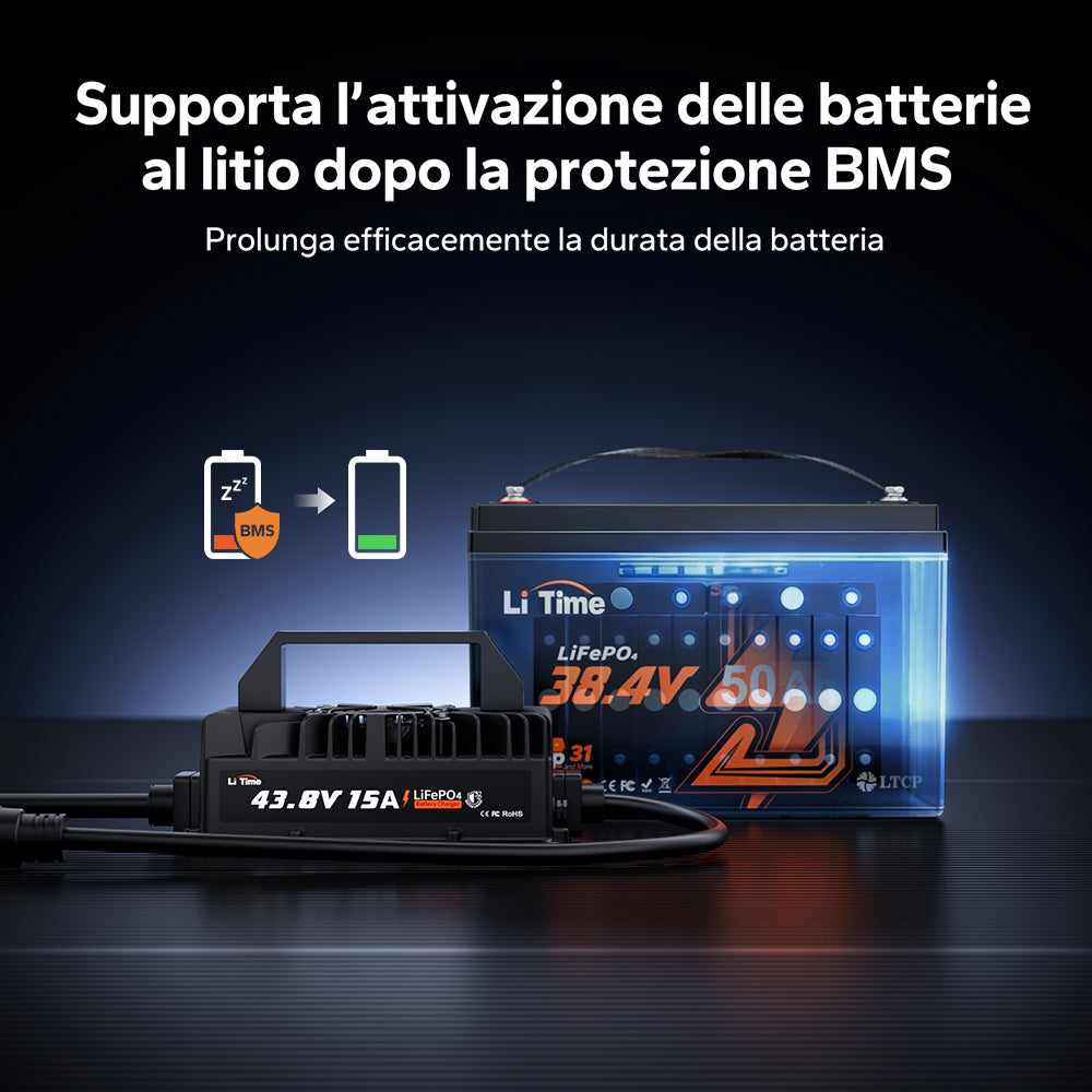 LiTime Caricabatterie 36V 15A per Batterie LiFePO₄ | Impermeabile IP66 per Uso Outdoor