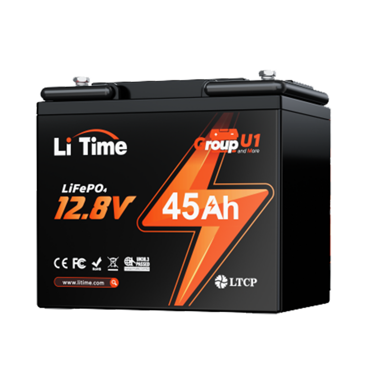 LiTime 12V 45Ah Group U1 Deep Cycle Lithium-Batterie Sedia a Rotelle e Scooter per Mobilità