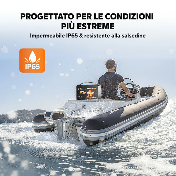 LiTime Batteria Marina Smart LiFePO4 12V 100Ah per Motore Elettrico Fuoribordo/Trolling