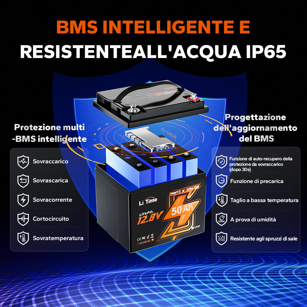 12V 50Ah Bluetooth Protezione Dal Freddo Batteria Litio Deep Cycle Per Motore Elettrico Per Barca