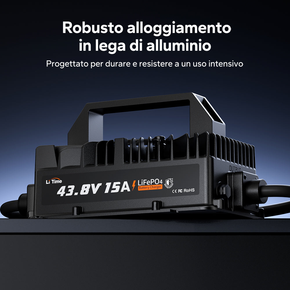 LiTime Caricabatterie 36V 15A per Batterie LiFePO₄ | Impermeabile IP66 per Uso Outdoor