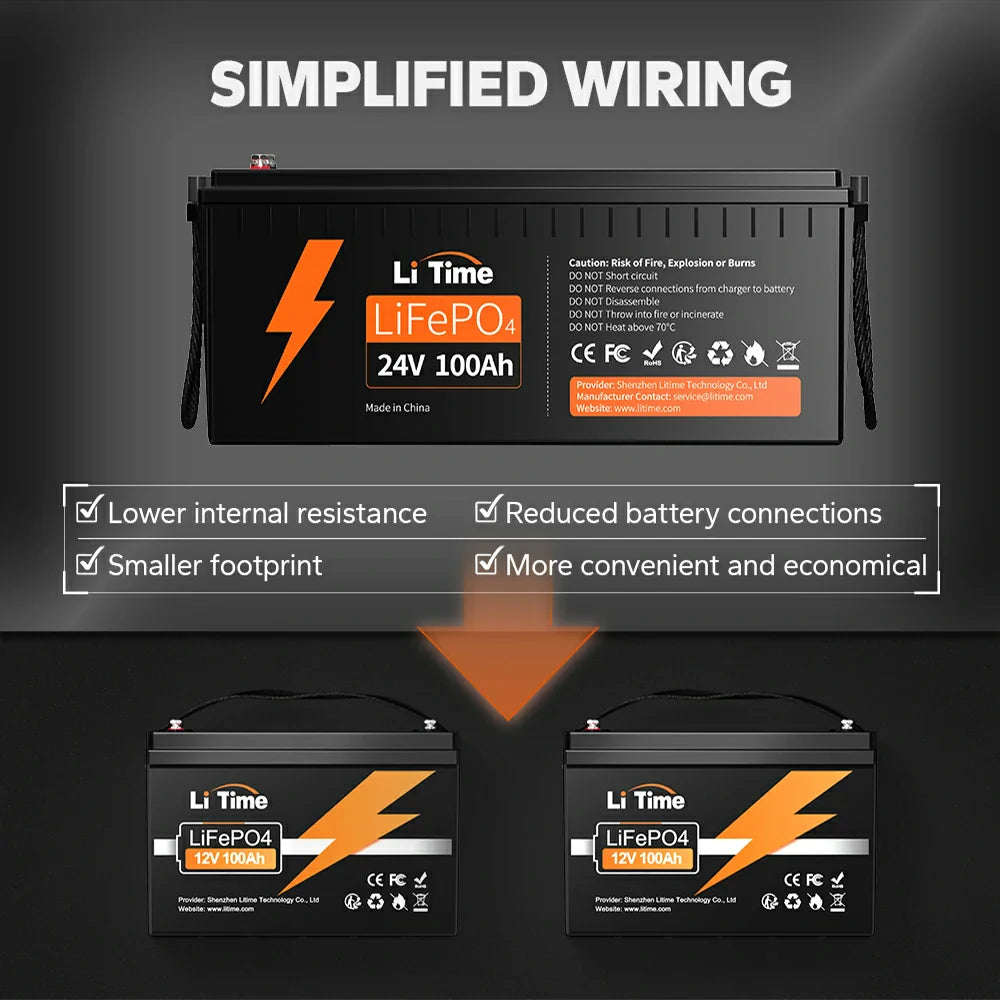 LiTime 24V 100Ah Batteria Litio per Motore Trolling e RV - LiTimeFR/IT/ES