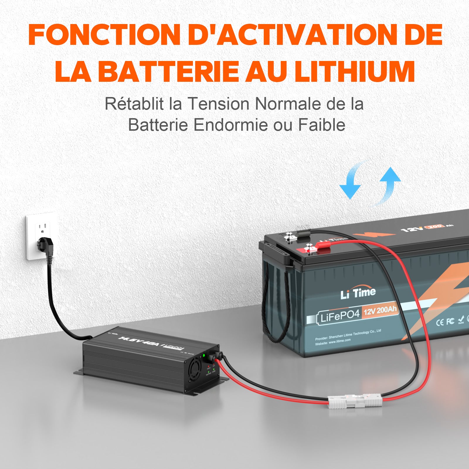 LiTime Caricabatterie Litio 12V 40A per Batterie LiFePO4