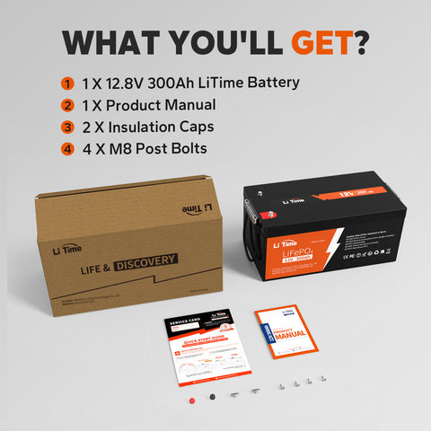 LiTime 12V 300Ah Batteria al litio LiFePO4 a ciclo profondo