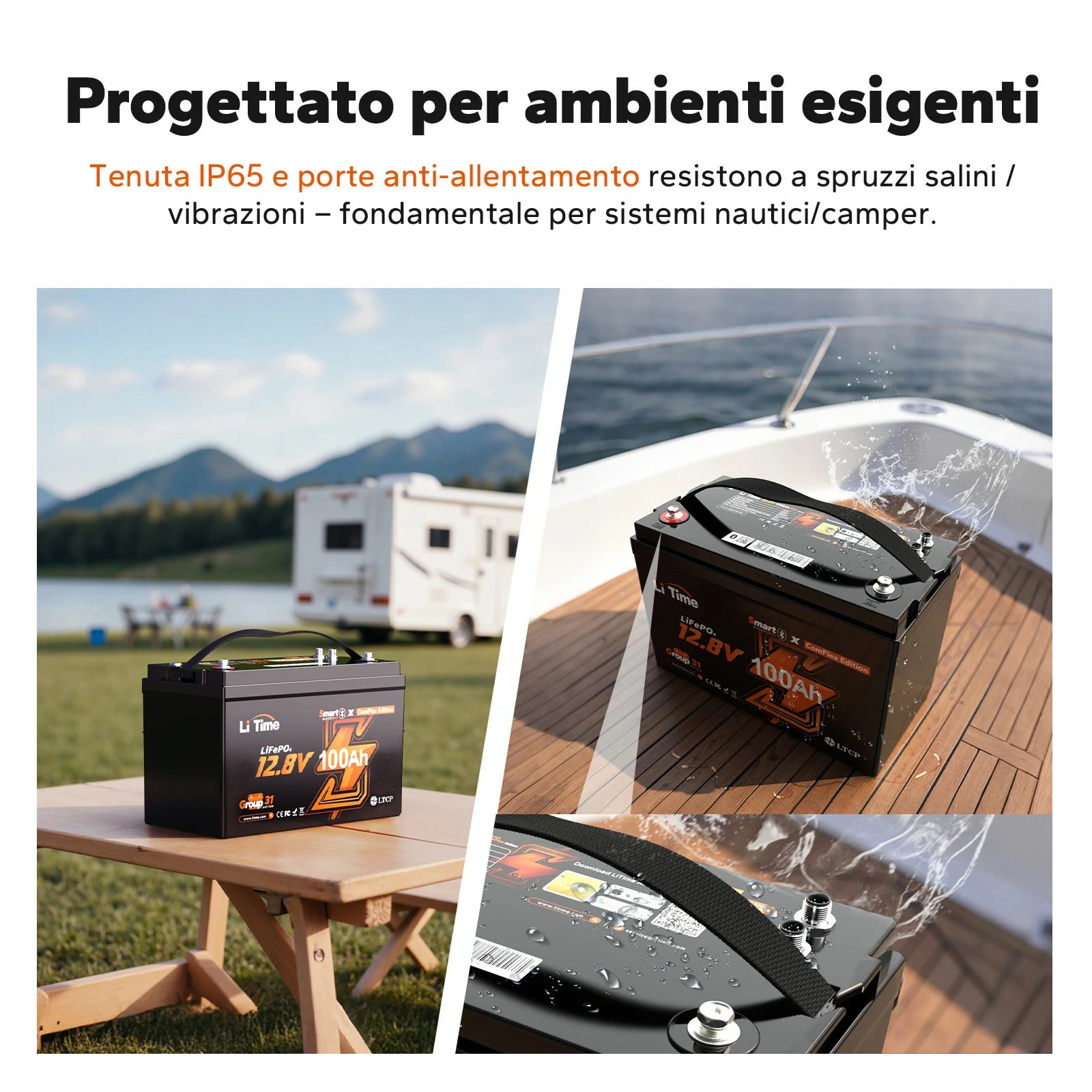 ⚡Prezzo Super Anticipato⚡LiTime Batteria Smart ComFlex 12V 100Ah con Bluetooth e Comunicazione Victron