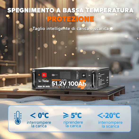 LiTime LiFePO4 51,2V 100Ah Batteria Solare Smart ComFlex 3U Rack con BMS