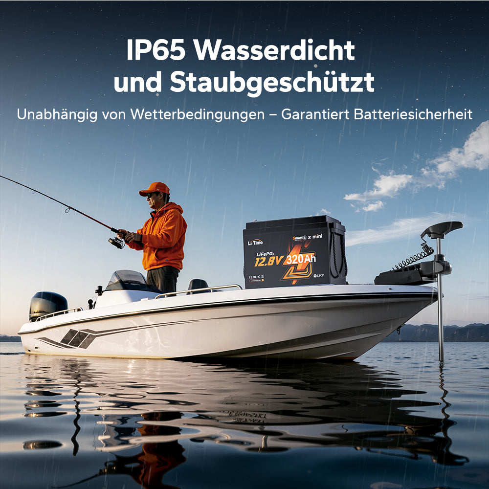 Batteria al litio LiFePO4 12V 320Ah per camper con grado IP65