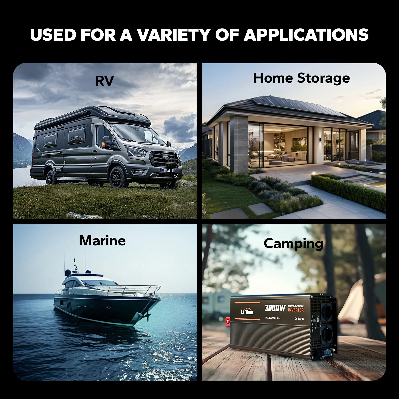 LiTime Inverter 3000W Onda Sinusoidale Pura 12V a 230V CA