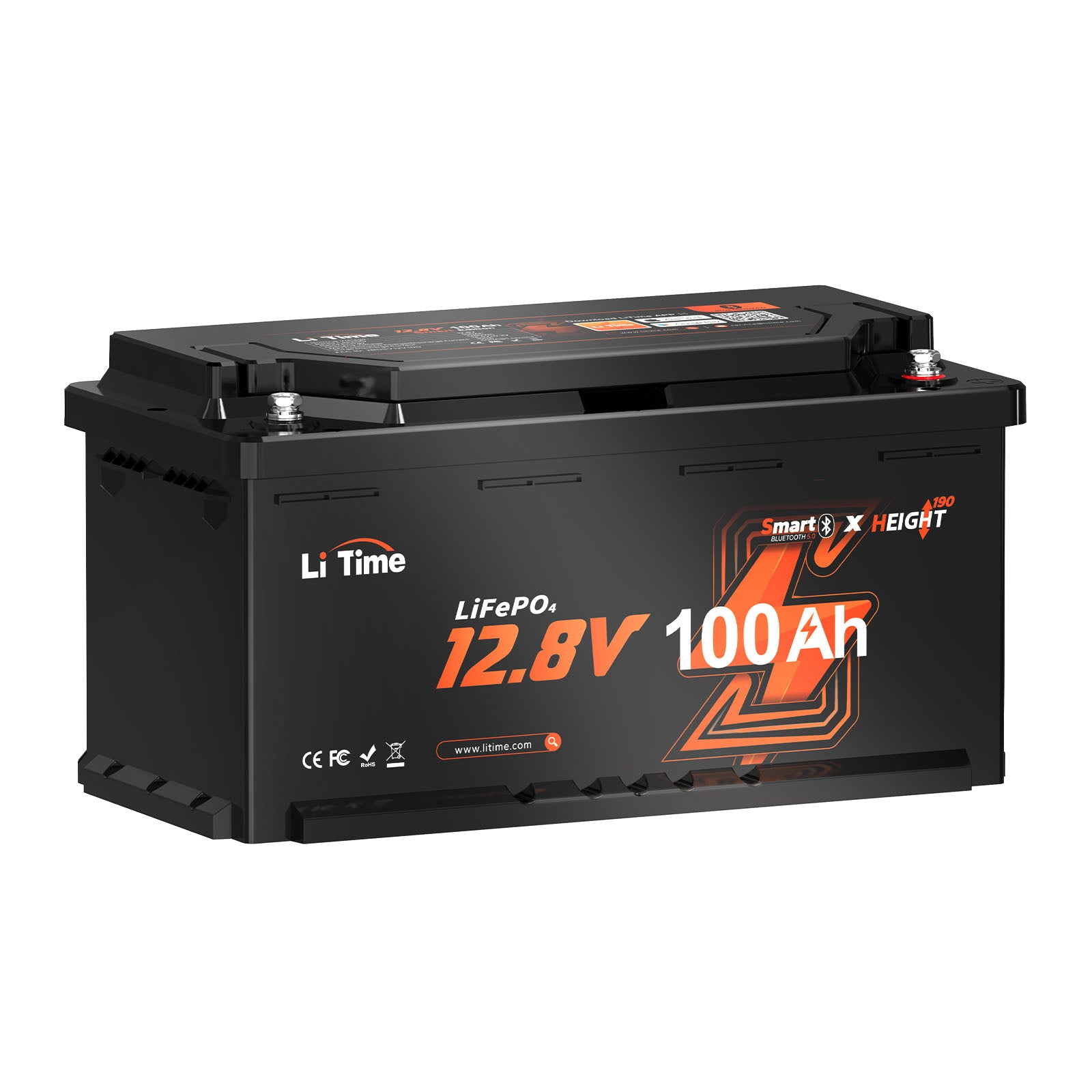 ⚡Più Venduto⚡LiTime 12V 100Ah H190 Batteria al Litio con Bluetooth - Sottosella Camper, Dimensione DIN H8 L5