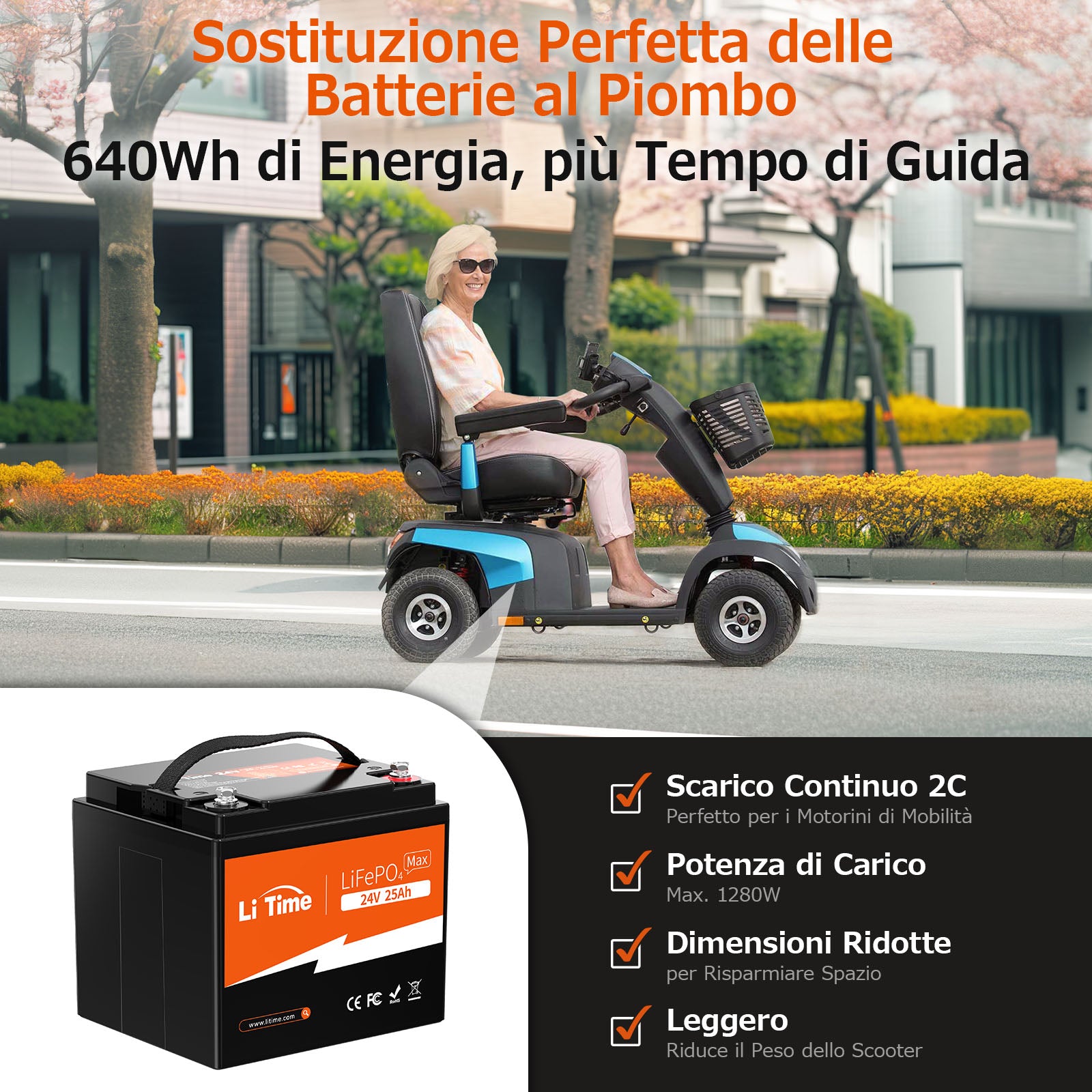 Batteria LiTime 24V per sostituire batterie al piombo e migliorare l'efficienza