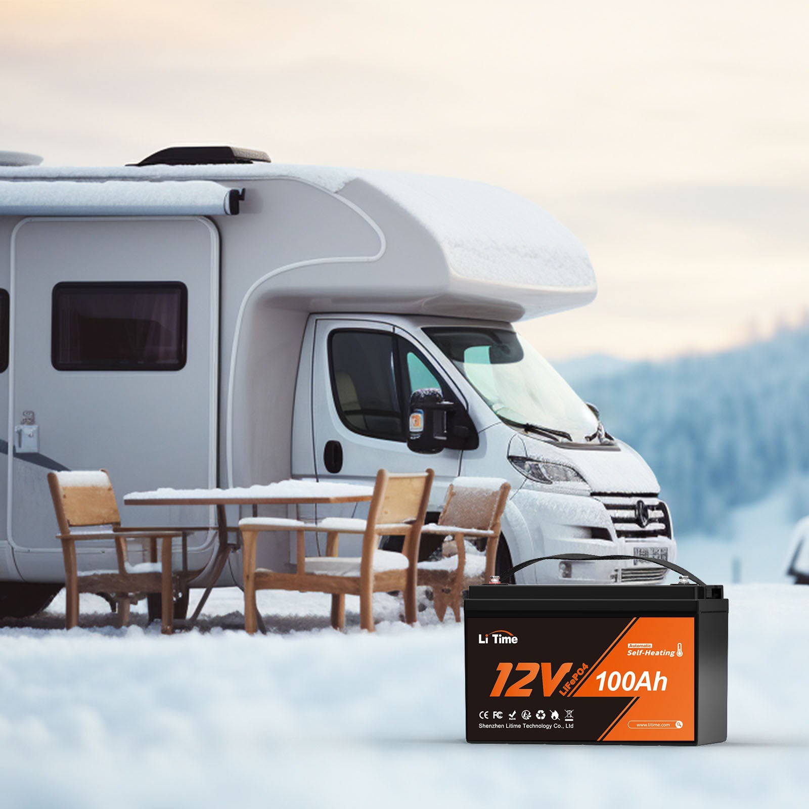 LiTime 12V 100Ah  Batteria LiFePO4 Autotermica A Bassa Temperatura