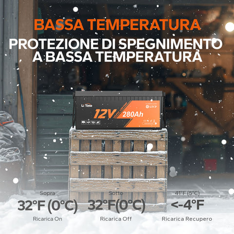 LiTime Batterie Litio 12V 280Ah Plus, Protezione Bassa Temperatura