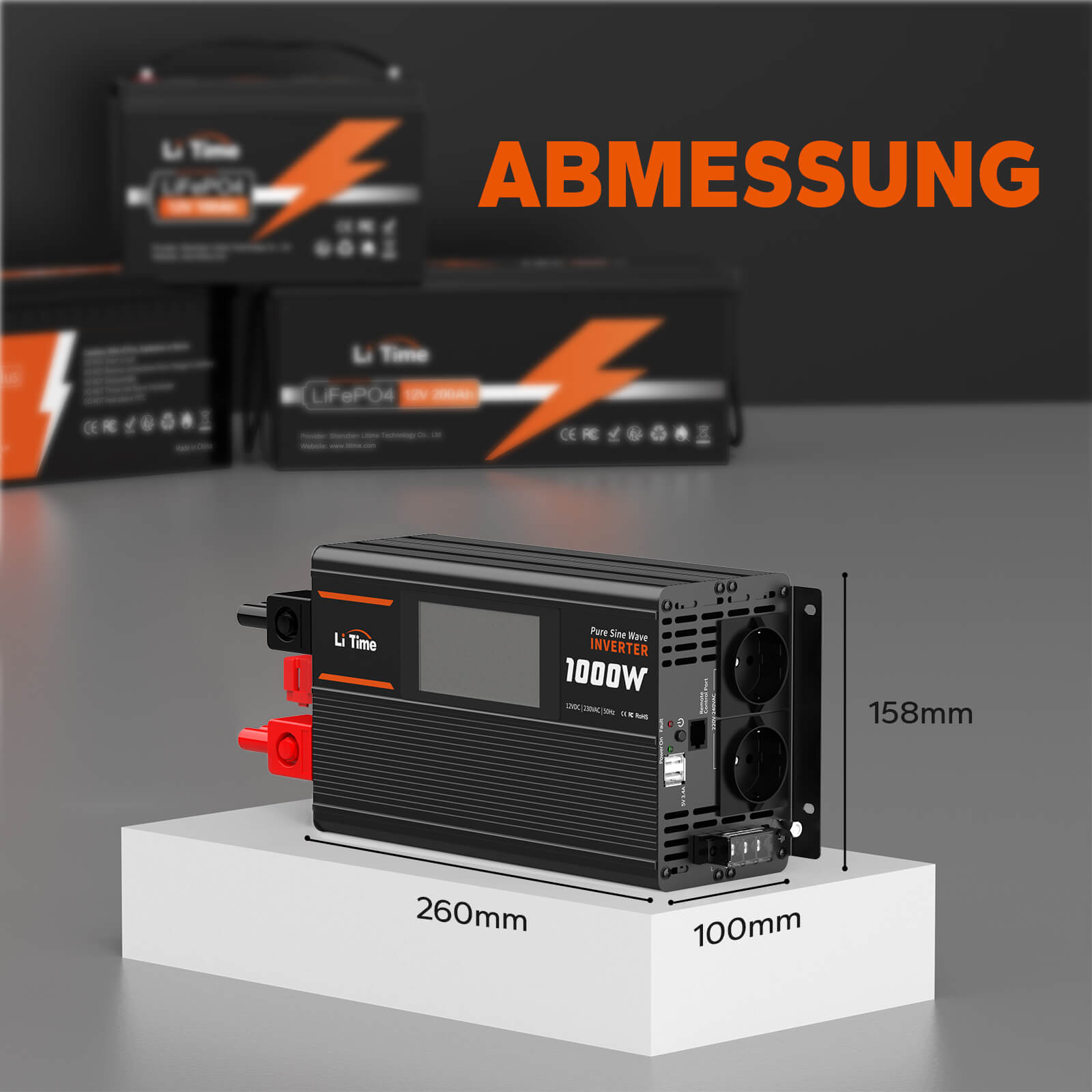 LiTime 1000W Inverter Reiner Sinsuswellen, convertitore da 12V CC a 230V CA