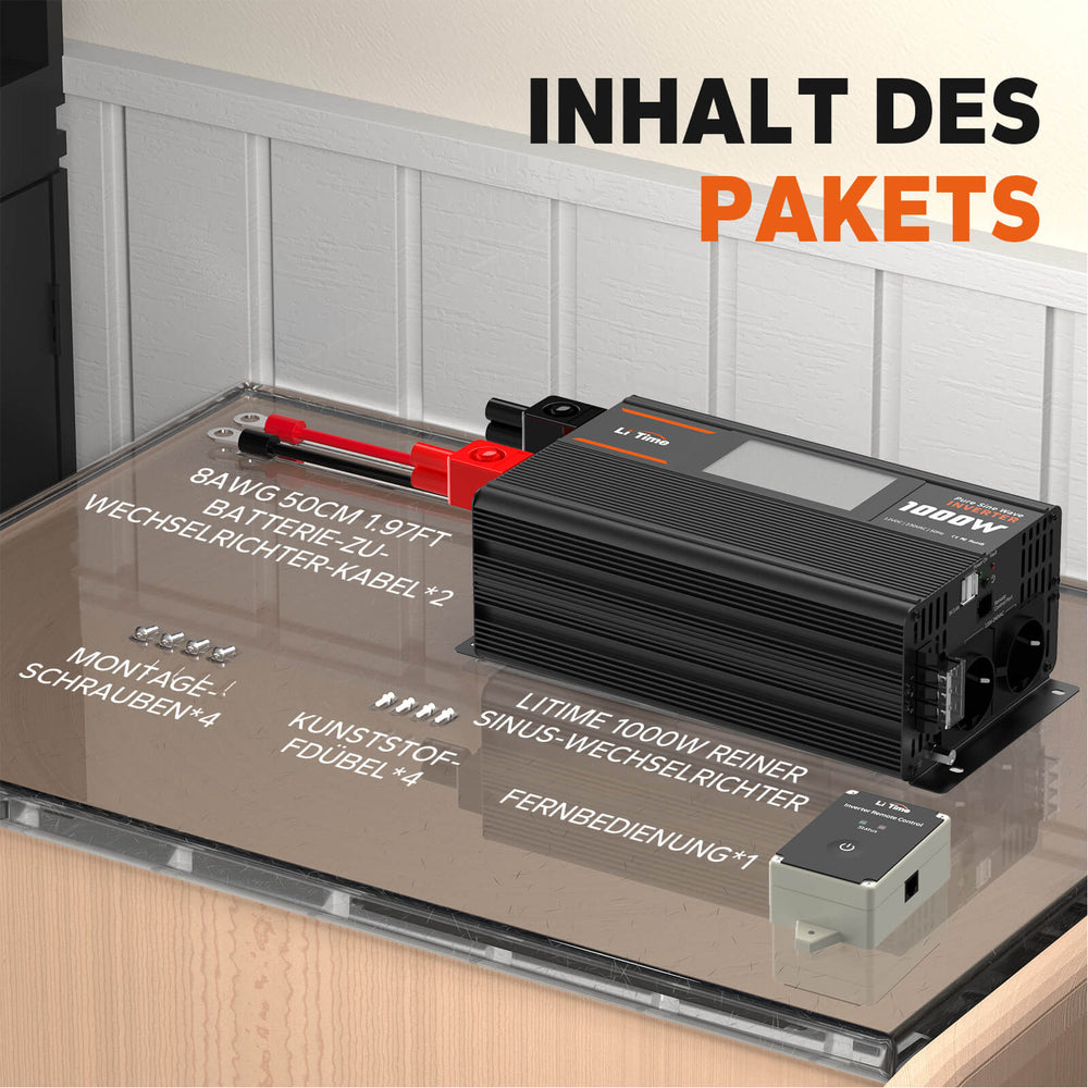 LiTime 1000W Inverter Reiner Sinsuswellen, convertitore da 12V CC a 230V CA