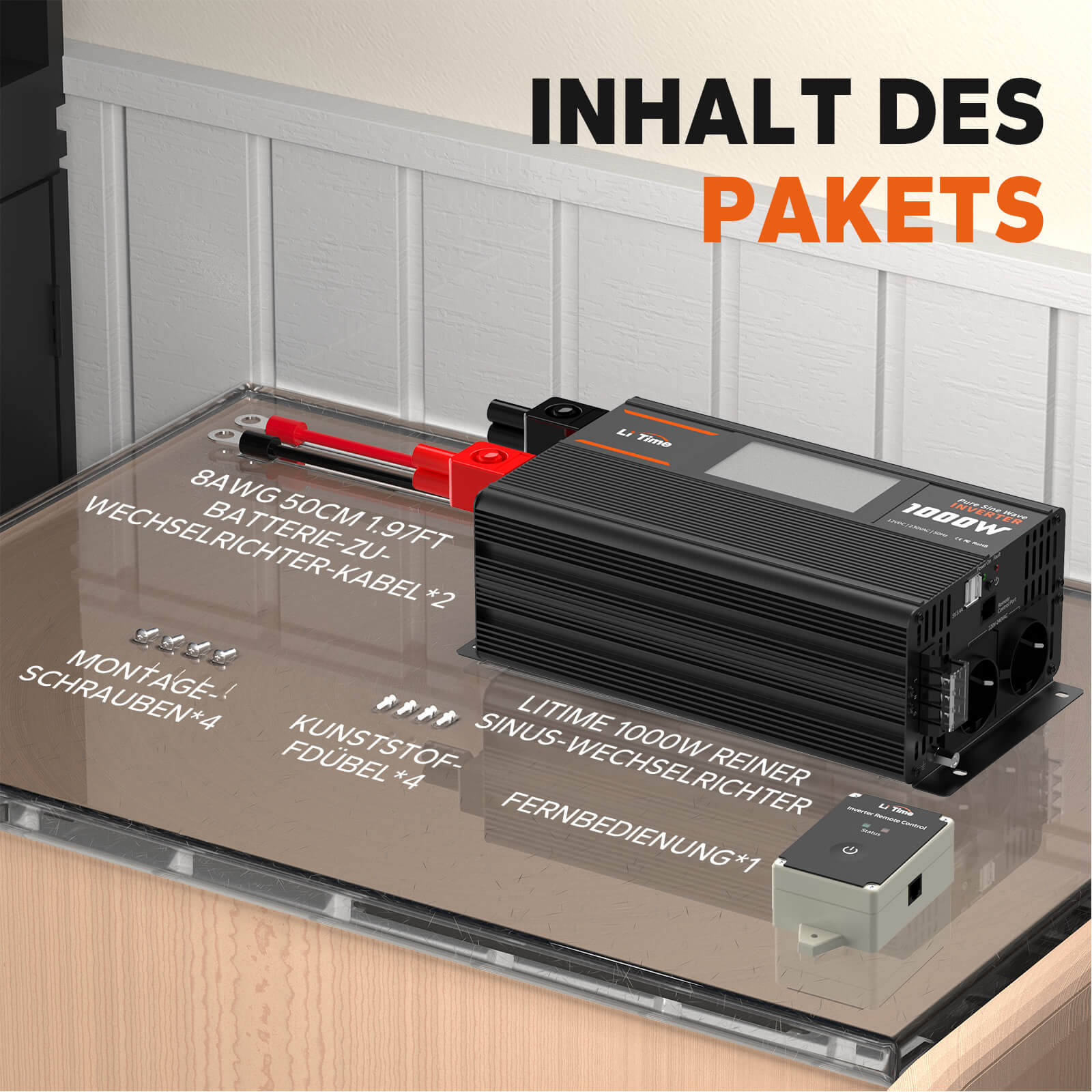 LiTime 1000W Inverter Reiner Sinsuswellen, convertitore da 12V CC a 230V CA