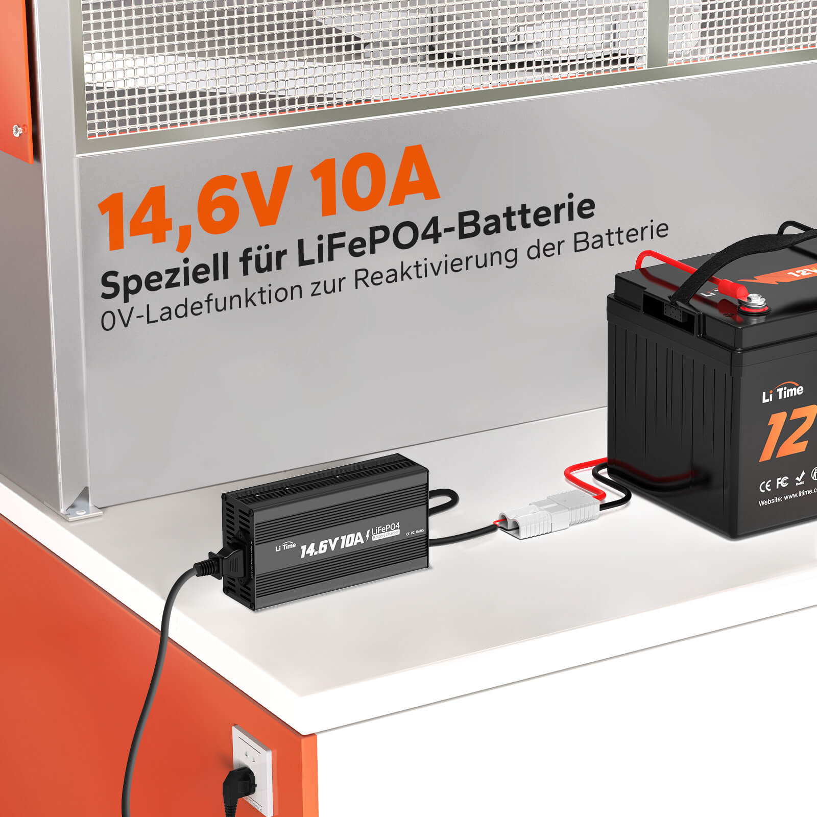 LiTime Caricabatterie 12V (14,6V) 10A per Batterie LiFePO4 - LiTimeFR/IT/ES