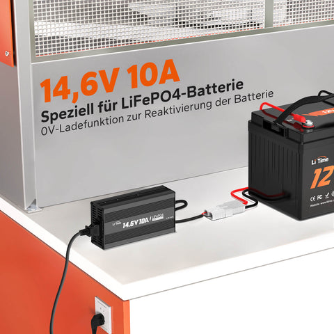 LiTime Chargeur 12V (14,6V) 10A pour Batteries LiFePO4