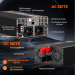Lato AC e DC dell'inverter LiTime 2000W con dettagli tecnici