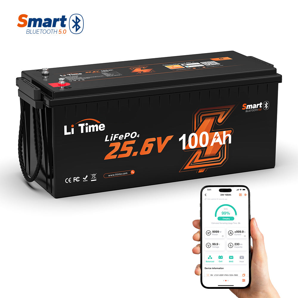 LiTime 24V 100Ah LiFePO4 Batteria RV Marina con Bluetooth - LiTimeFR/IT/ES